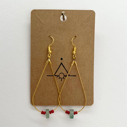 Amazonite & Red Bead Earrings