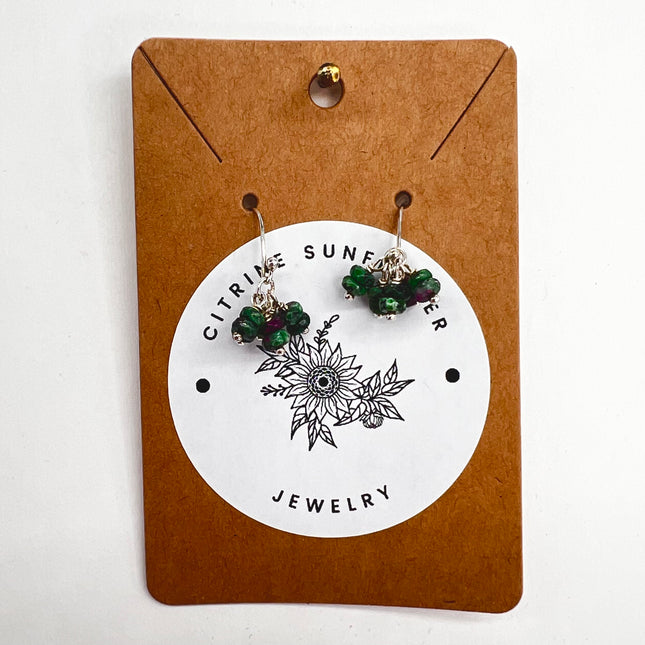 Ruby in Zoisite Cluster Earrings