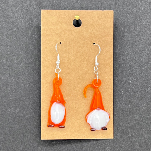 Gnome Dangle Earrings - Orange