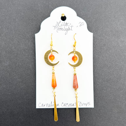 Carnelian Crescent Dangles