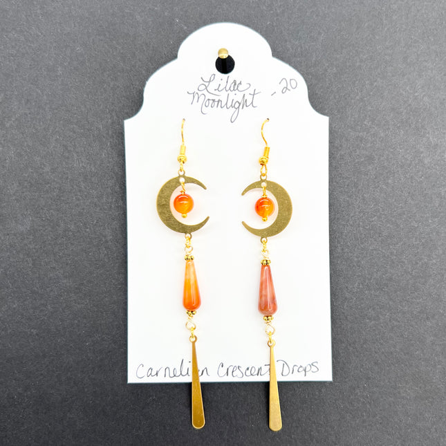 Carnelian Crescent Dangles
