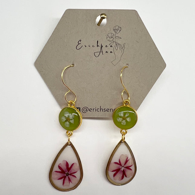 Green w/ White & Pink Flower