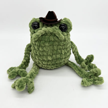 Green Grumpy Frog with Hat