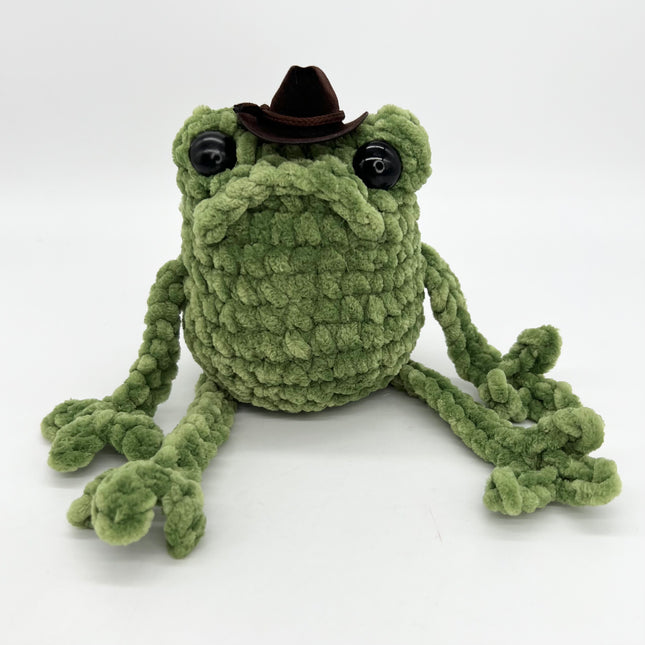 Green Grumpy Frog with Hat