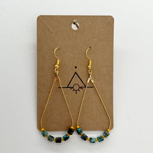 Magnesite Chrysocolla & Yellow Bead Earrings