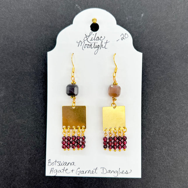 Botswana Agate & Garnet Dangles
