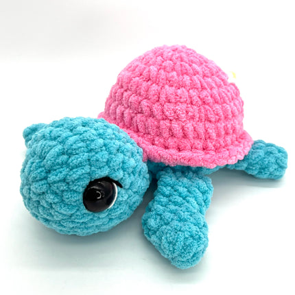 Large Turtle-Turquoise & Pink