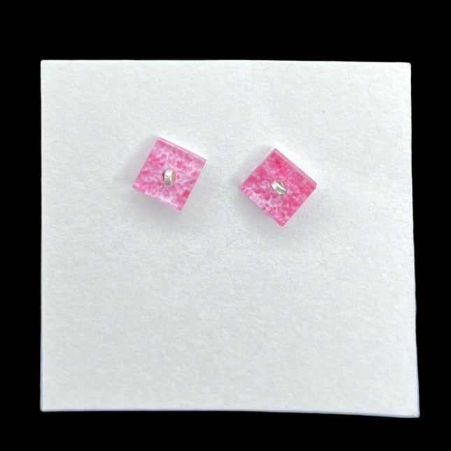 Pink Square Dot Earrings