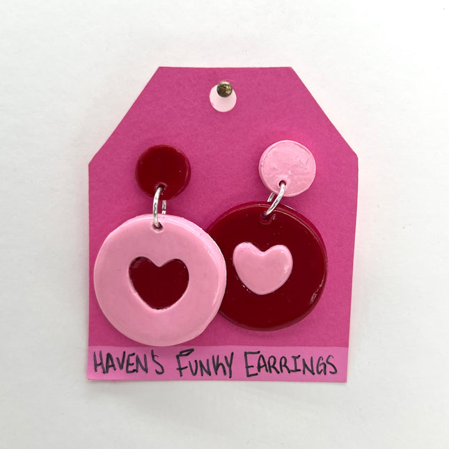 Pink & Red Heart Earrings