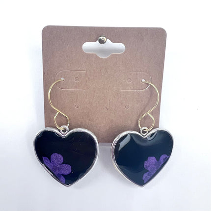 Black Heart with Purple Flower