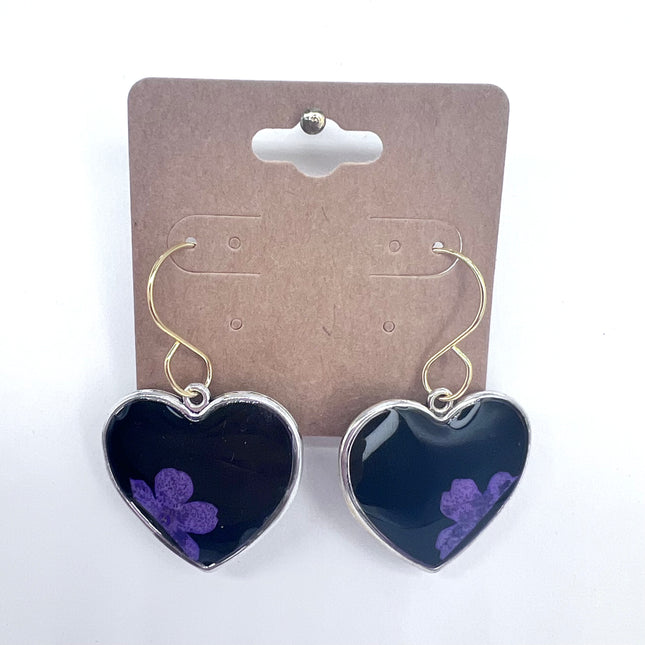 Black Heart with Purple Flower