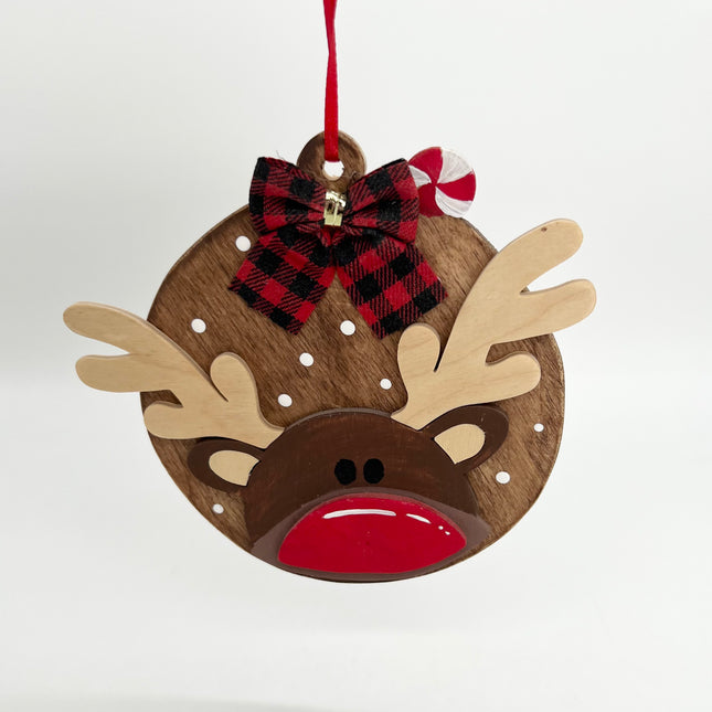 Round Reindeer Ornament