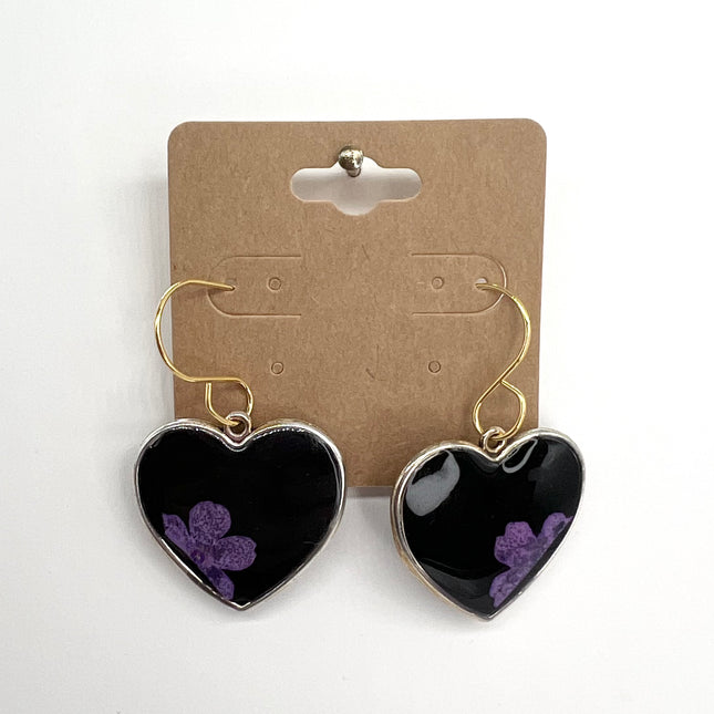 Black Heart with Purple Flower