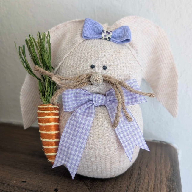 White Sweater Bunny with Purple Bows