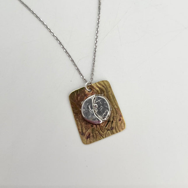 Silver Moonphase on Textured Brass