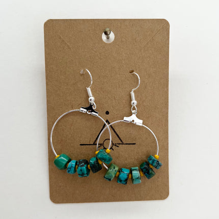 Turquoise & Yellow Beads Earrings