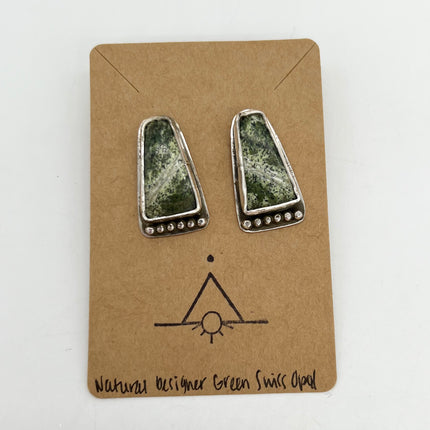 Natural Designer Green Swiss Opal Earrings