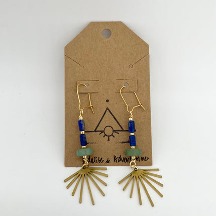 Sodalite, Adventurine with Ray Dangle Earrings