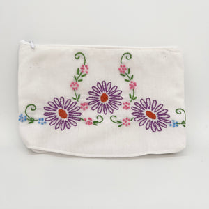 Purple Floral Vintage Linen Bag