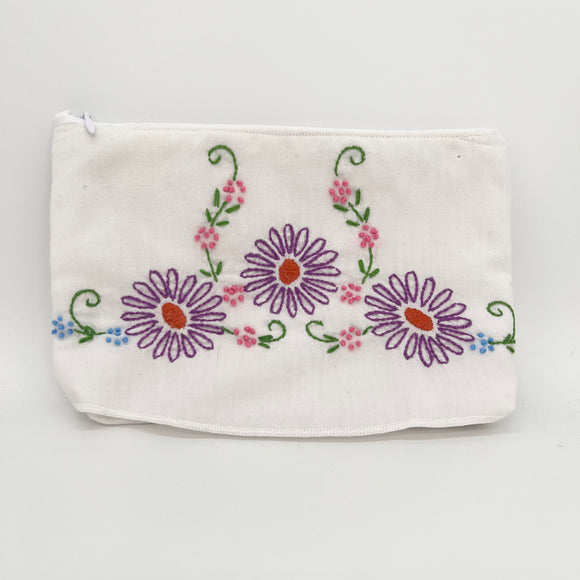 Purple Floral Vintage Linen Bag