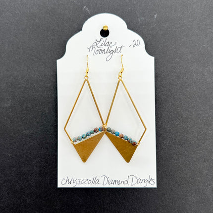 Chrysocolla Diamond Dangles