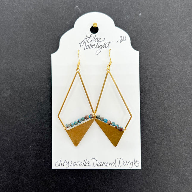 Chrysocolla Diamond Dangles