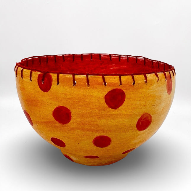 Yellow/Rust Polka Dot Bowl