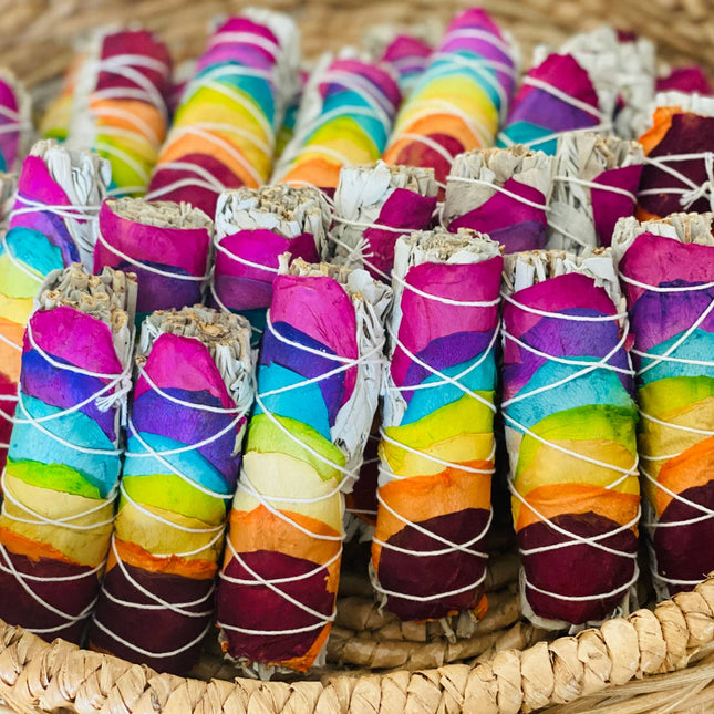 White Sage & Rainbow Chakra Roses