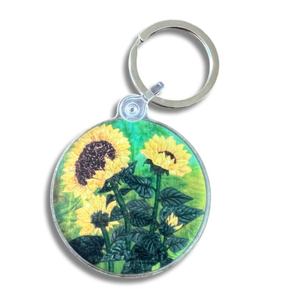 Sunflowers Key Chain - round