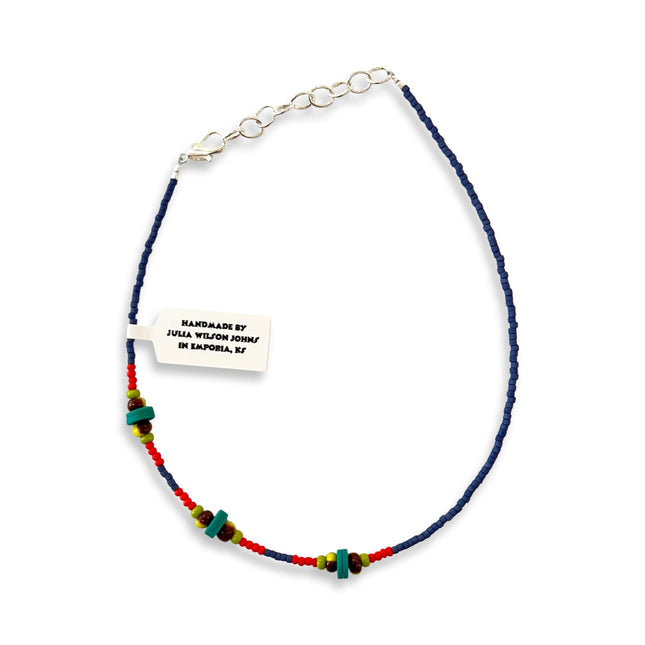 Matte Blue & Multicolor Anklet
