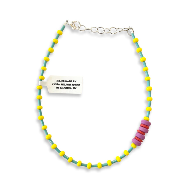 Turquoise Yellow Pink Pops Anklet