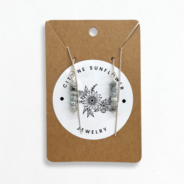 Silver Leaf Jasper Thread Earrings