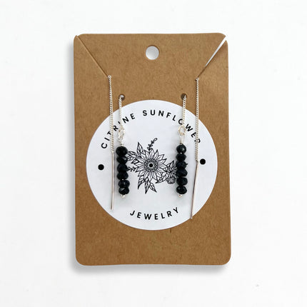 Black Spinel Thread Earrings