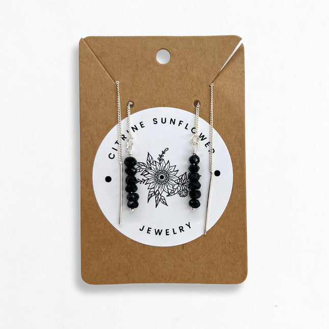 Black Spinel Thread Earrings