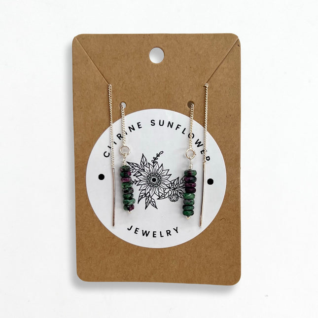Ruby in Zoisite Thread Earrings