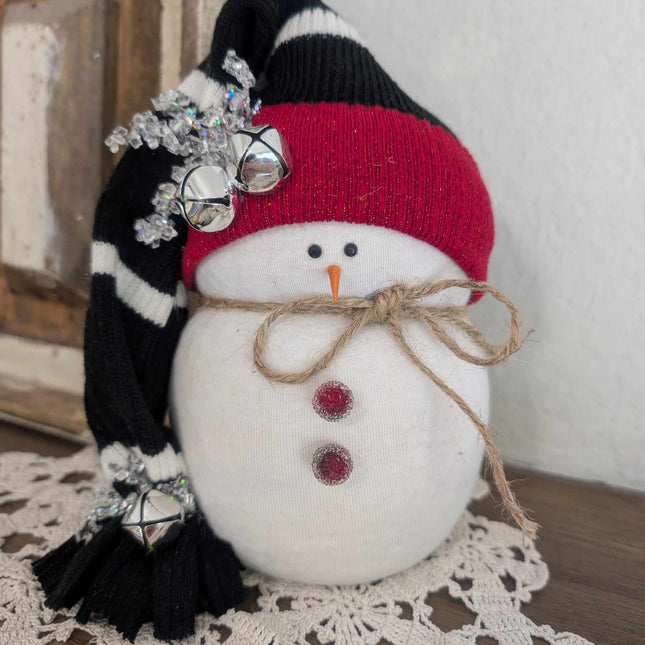 Black and White Stripe Hat Snowman