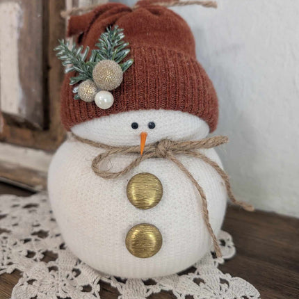 Dark Orange Hat Snowman