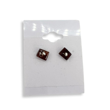 Brown Square Dot Earrings