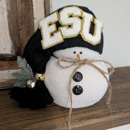 Black ESU Hat w/ Greenery Snowman
