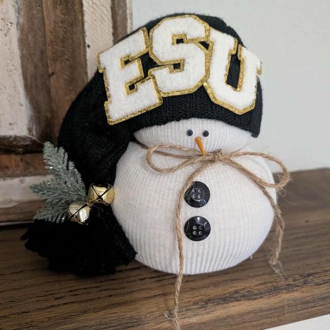 Black ESU Hat w/ Greenery Snowman