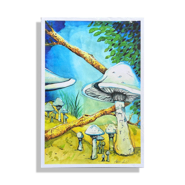 Blue Mushrooms Print