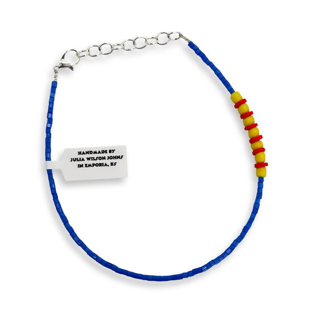 Muted Blue Yellow Red Anklet