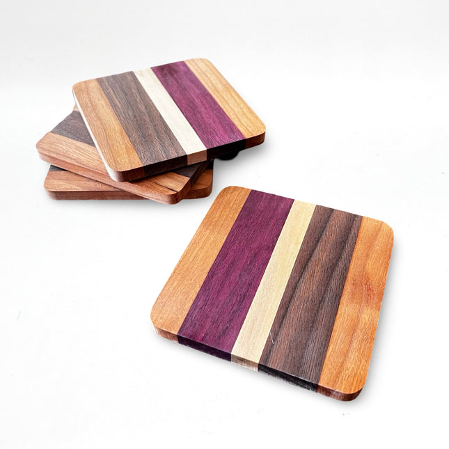 Purple Heart Wood Coaster Set