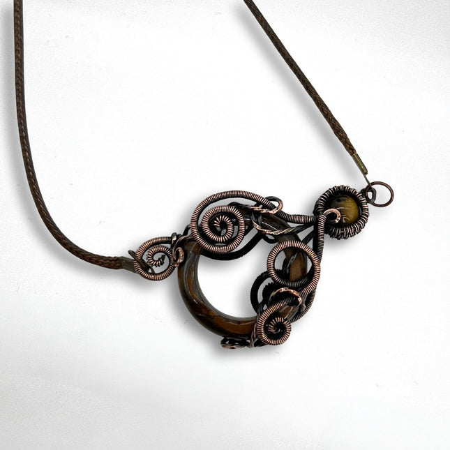 Tiger's Eye & Copper Octopus Necklace