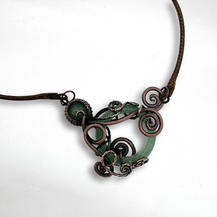 Green Aventurine & Copper Octopus Necklace
