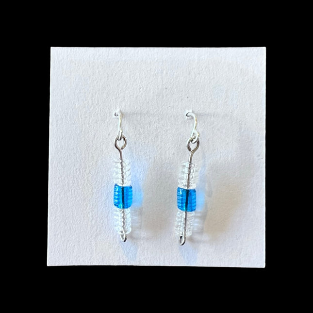 Teal & Clear Beaded Earrings