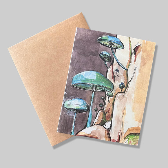 Blue Mushroom Greeting Card