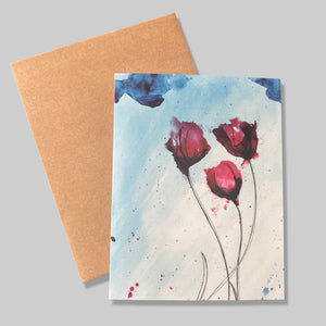 Red Tulips w/ Blue Background Greeting Card