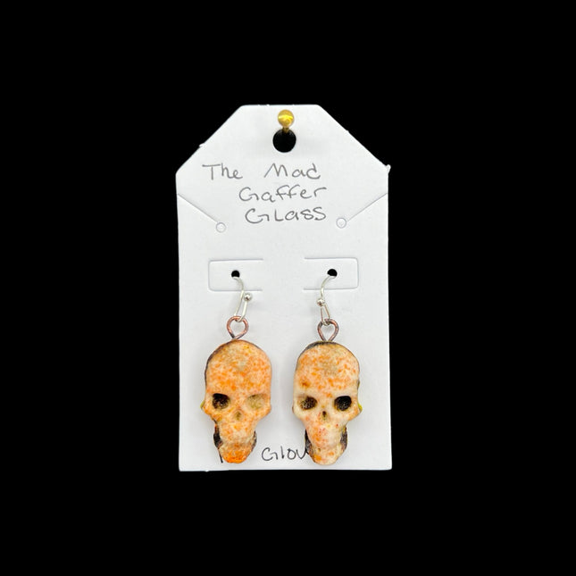 Orange & Black Glowing Skull Earrings