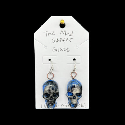 Black & Blue Glowing Skull Earrings